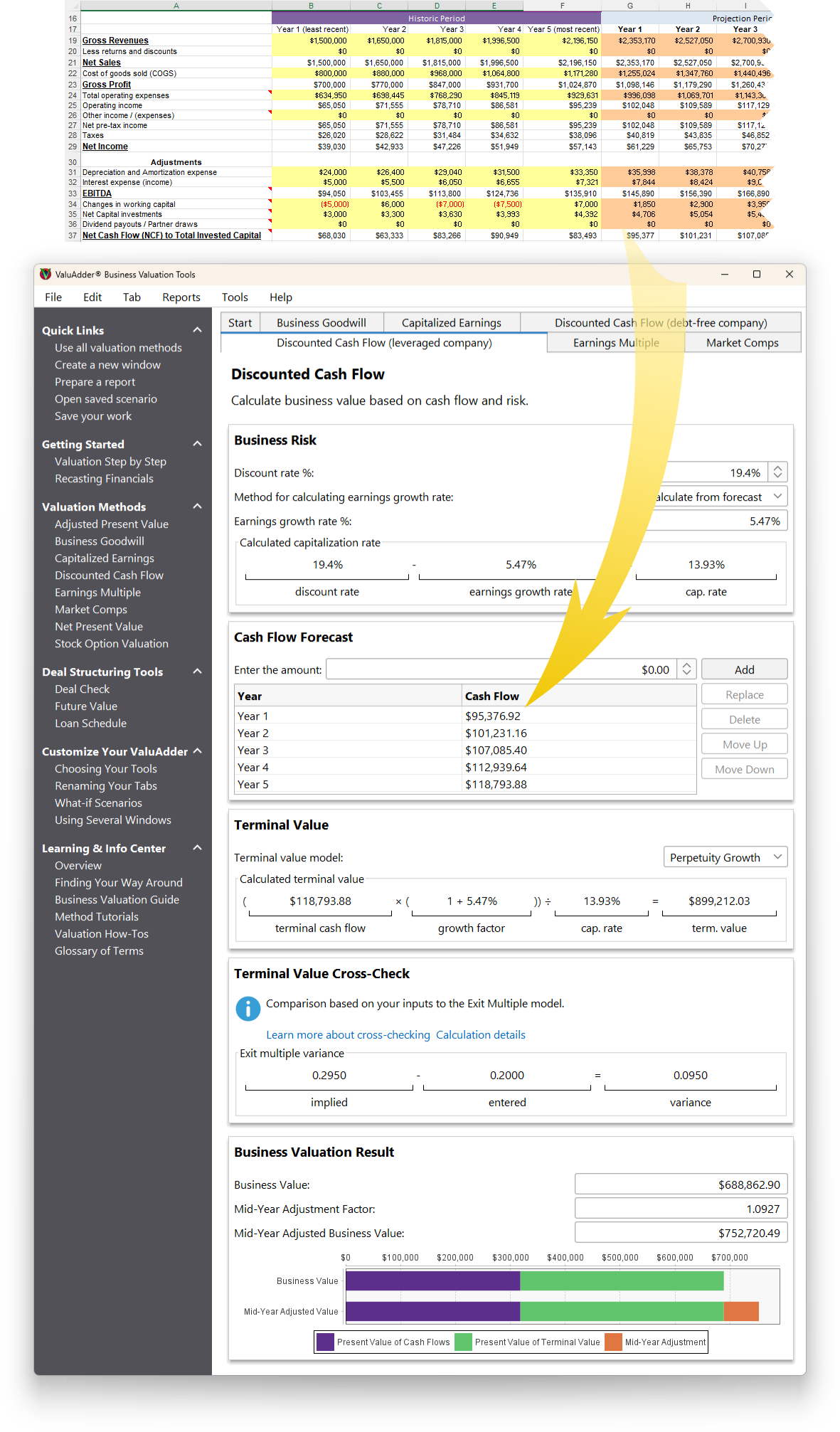 An example of importing your data into ValuAdder.