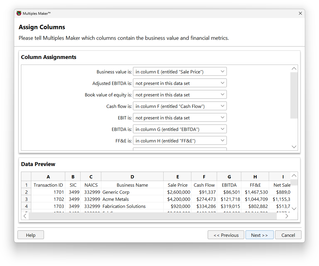 Multiples Maker's flexible data mapping screen.