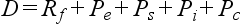 D = Rf + Pe + Ps + Pi + Pc